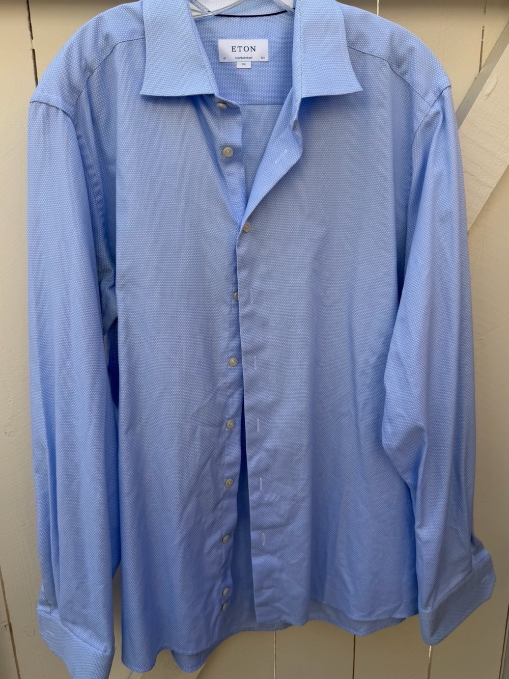 Eton Blue Men's Dress Shirt Blue sixes 3XL